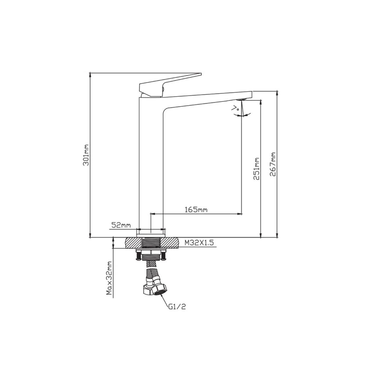 Смеситель для раковины Diadonna (Диадона) D170-13QH серый графит
