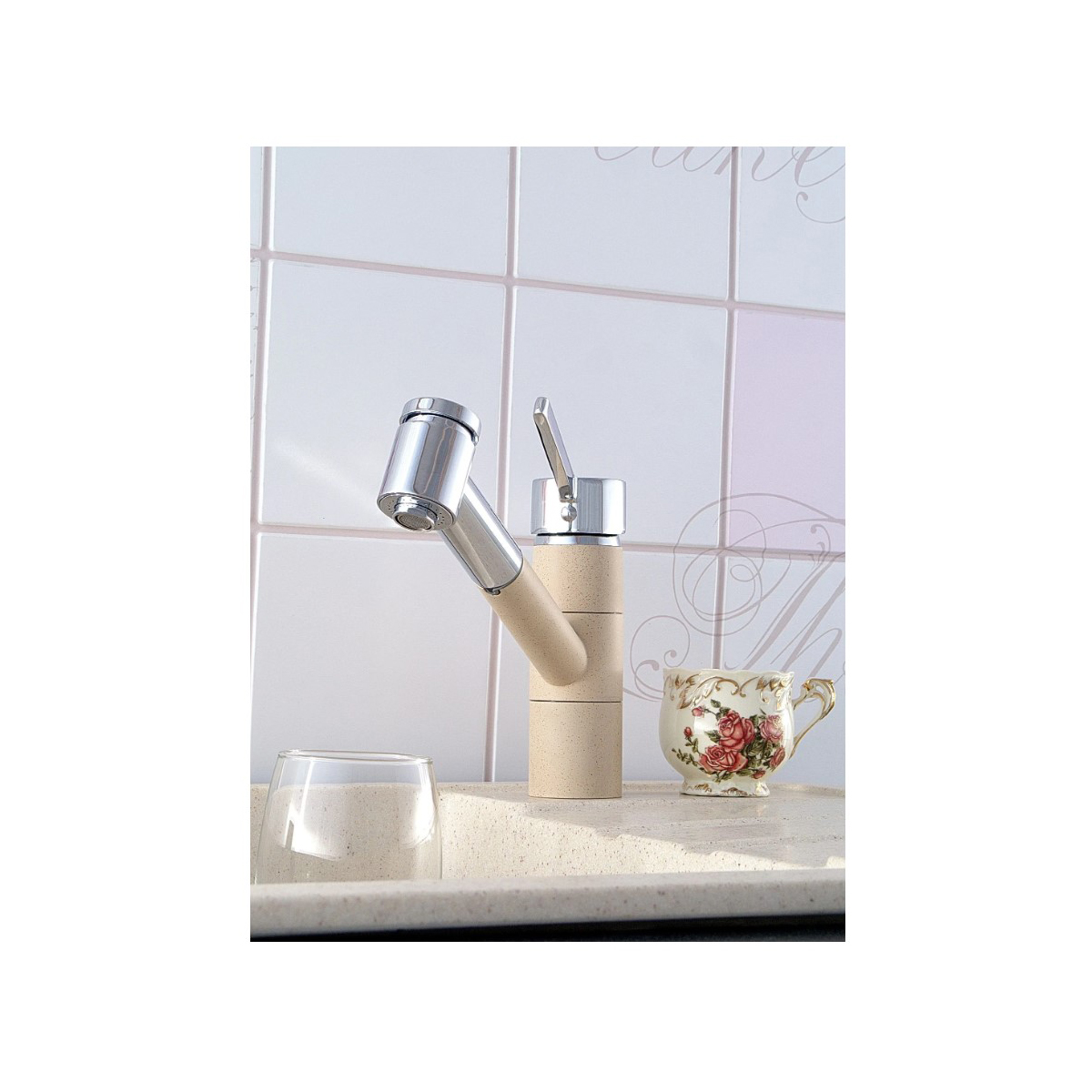 Смеситель для кухни Diadonna (Диадона) D127-60SW белый гранит