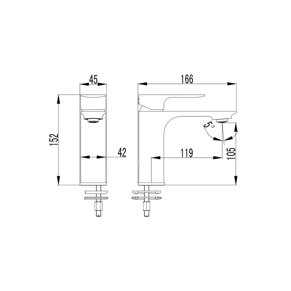 Смеситель для раковины без донного клапана Azario (Азарио) Asher AZ-VNN168311C хром