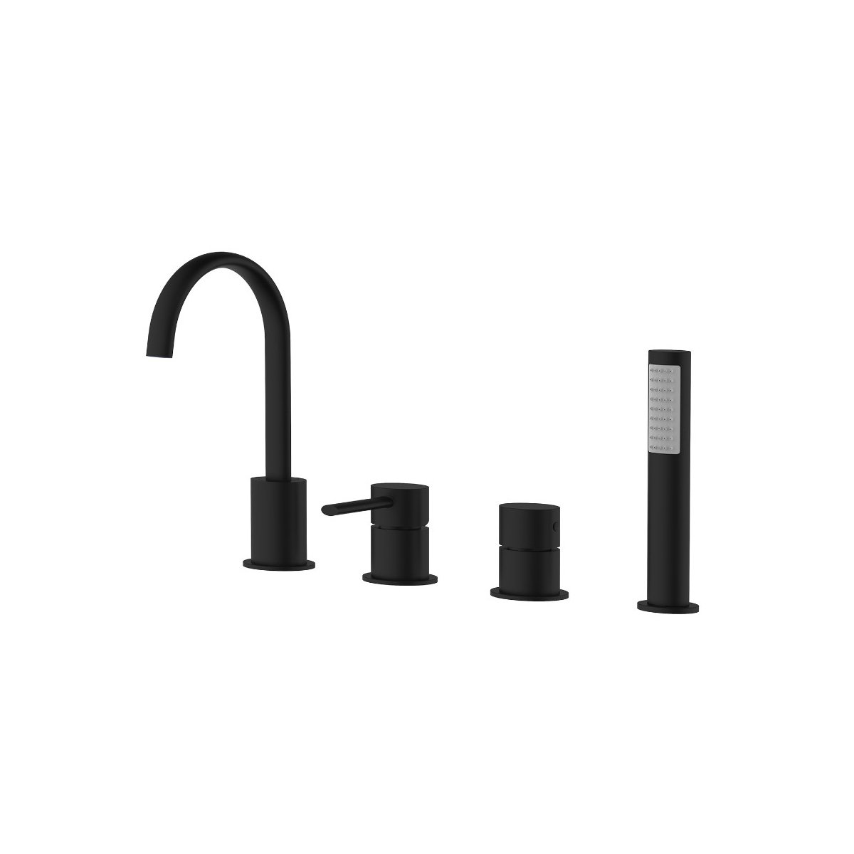 Каскадный смеситель для ванны на 4 отверстия Azario (Азарио) Delicate AZ-QA28173PA-0307APA черный