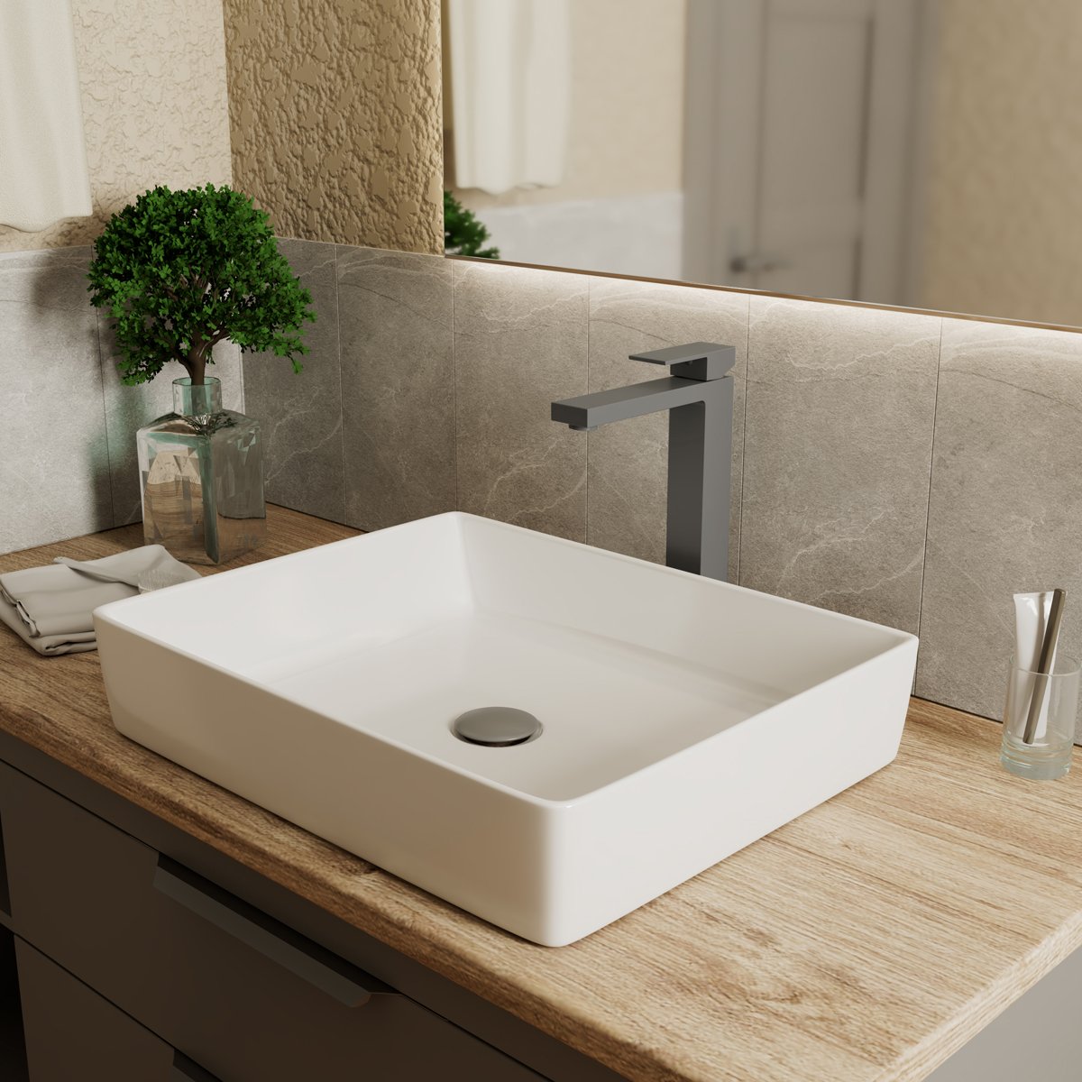 Смеситель для раковины DK (ДК)Bayern.Liszt DA1512006 высокий, серый графит