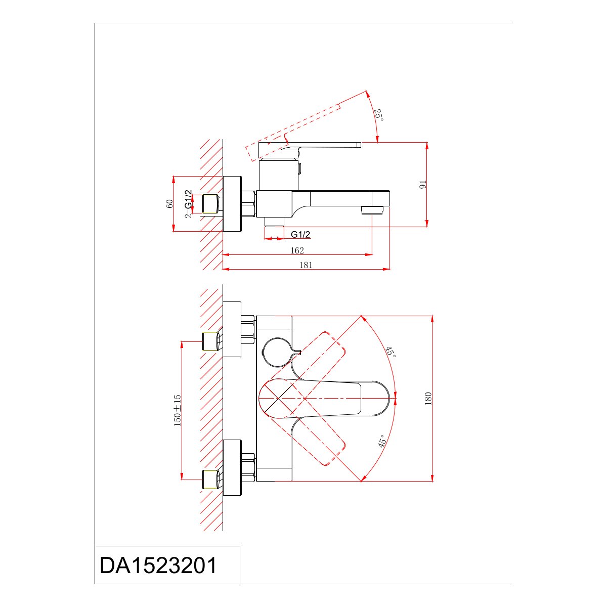 Смеситель для ванны с душем DK (ДК) Bayern.Frth DA1523205 черный