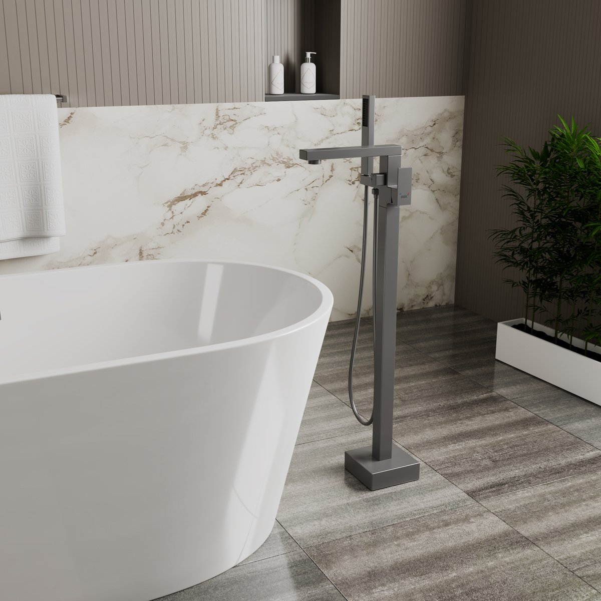 Напольный смеситель для ванны с душем DK (ДК) Bayern.Liszt графит DA1516006 серый графит