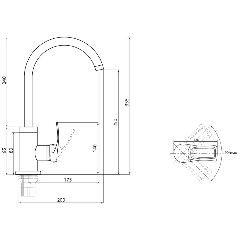 Смеситель для кухни Славен (Slaven) СЛ-ОД-1ЧН, черный