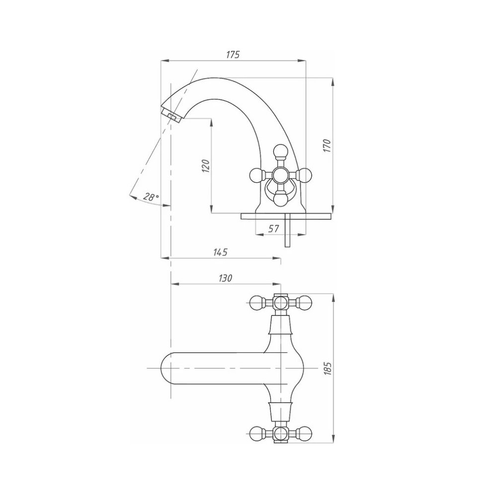 Смеситель для раковины ПСМ-Профсан (Profan) PSM-712-89 Стандарт-А тип См-УмДЦБА хром