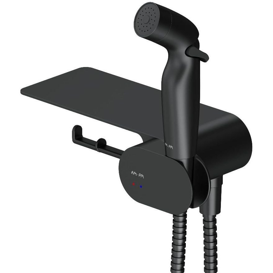Гигиенический набор Am.Pm (Ам.Пм) Like гигиенический душ, смеситель, полка, держатель туалетной бумаги, черный F0202622