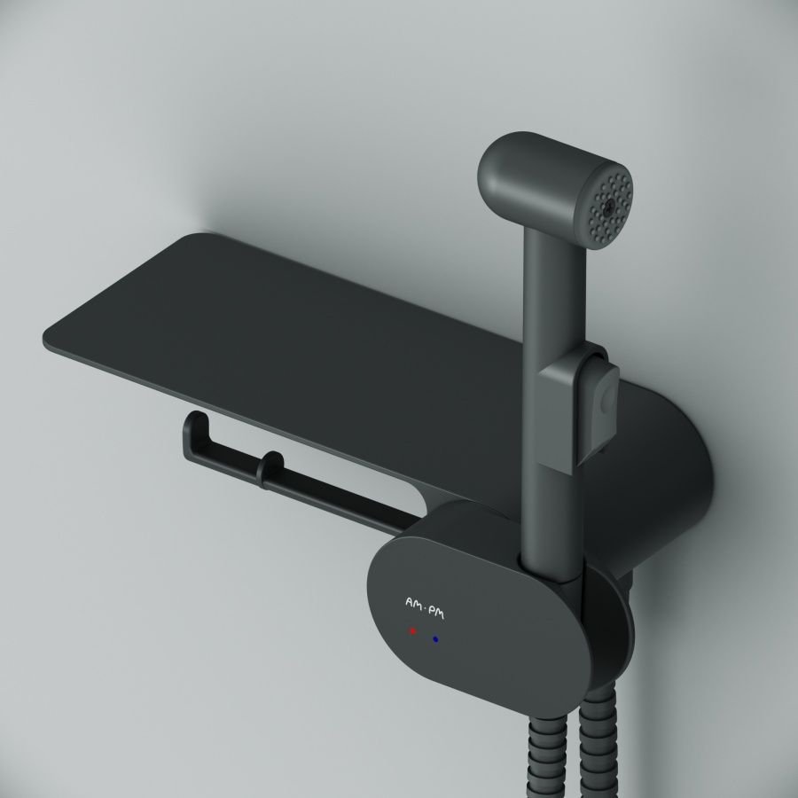 Гигиенический набор Am.Pm (Ам.Пм) Like гигиенический душ, смеситель, полка, держатель туалетной бумаги, черный F0202622