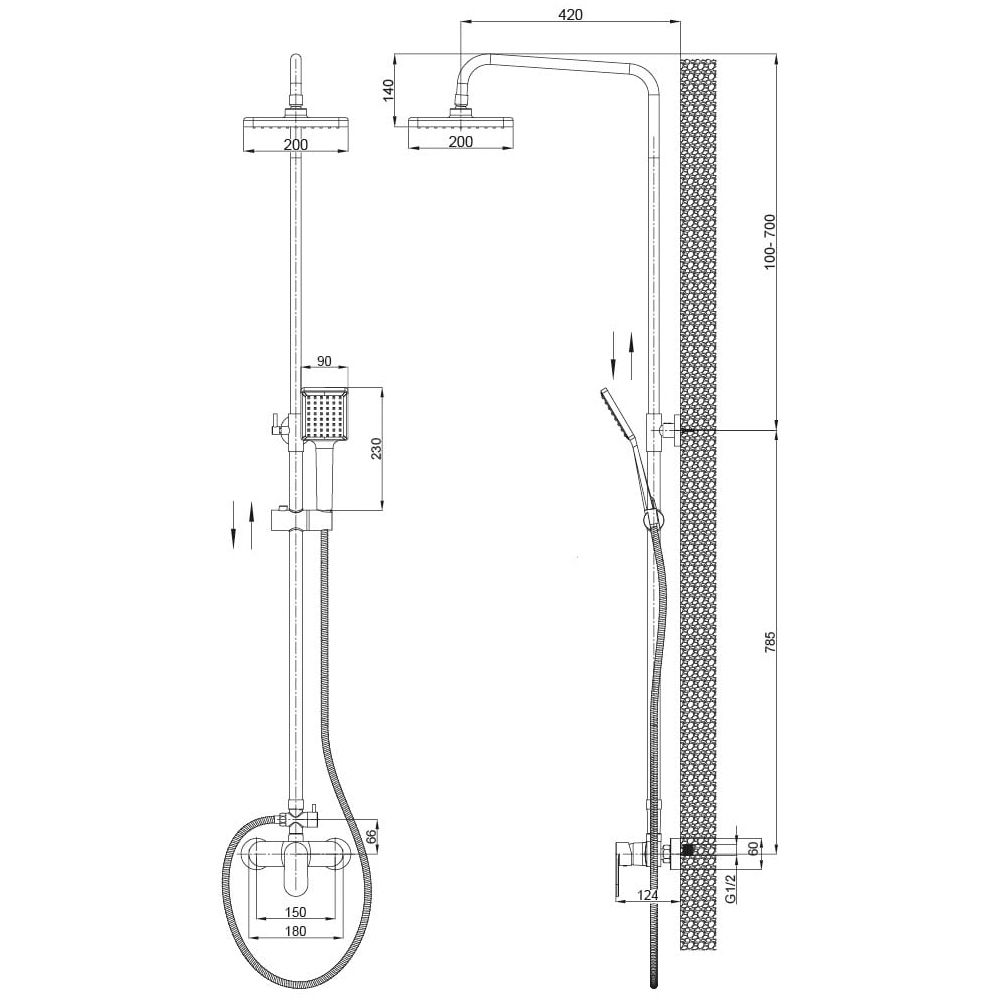 Душевая система Sole Albano S227C хром