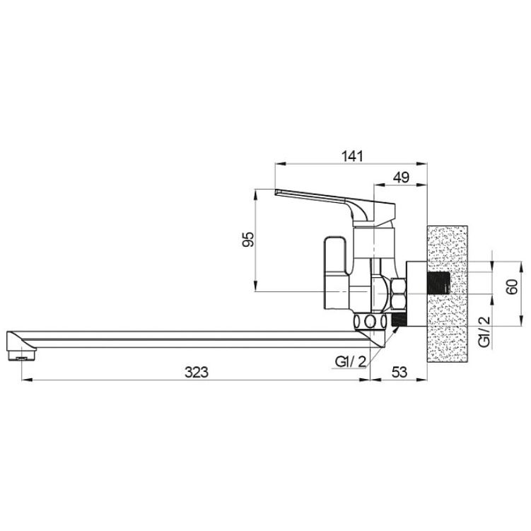 Смеситель для ванны длинный Sole Abrau S014C хром