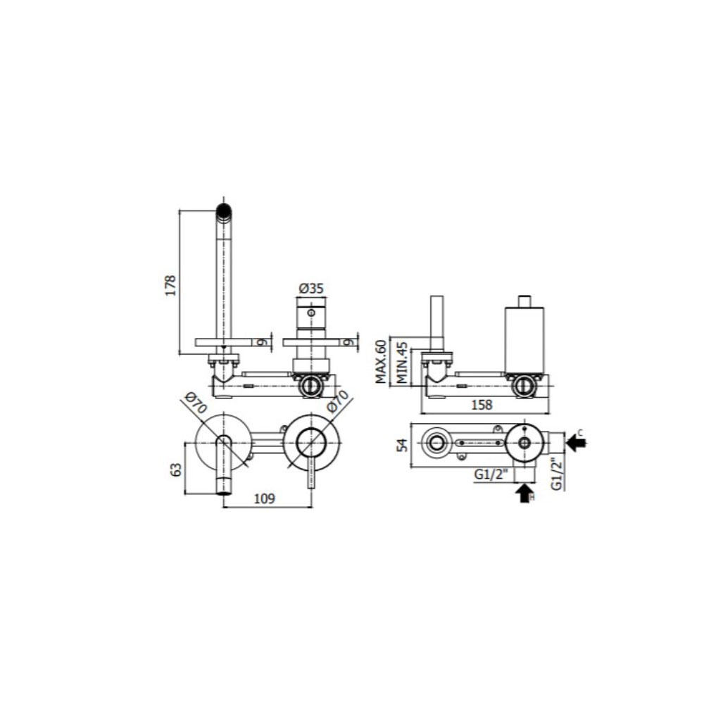 Смеситель для раковины Paffoni (Паффони) Light LIG105BO70 скрытого монтажа, белый матовый