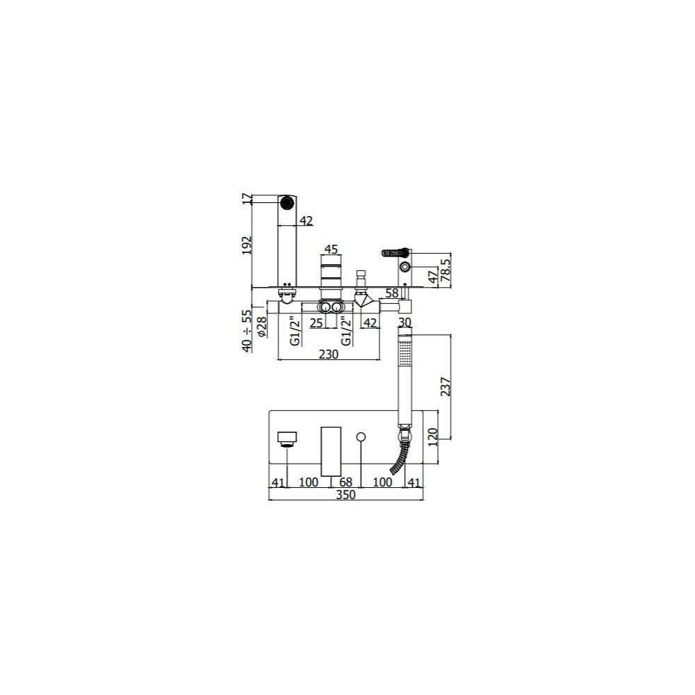 Смеситель для ванны Paffoni (Паффони) Elle EL001NO, черный матовый