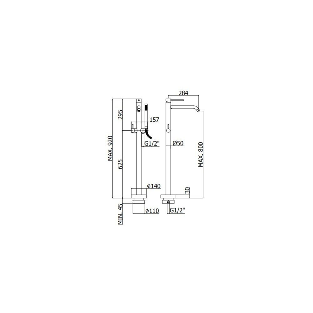 Смеситель для ванны Paffoni (Паффони) Light LIG032CR, хром