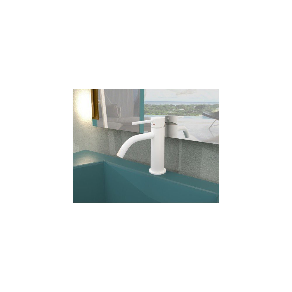 Смеситель для раковины Paffoni (Паффони) Light LIG071BO, белый матовый