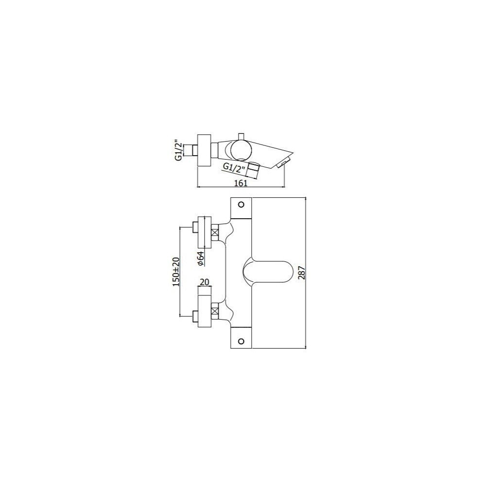 Смеситель для ванны Paffoni (Паффони) Light LIQ022NO с аэратором,с термостатом, черный матовый