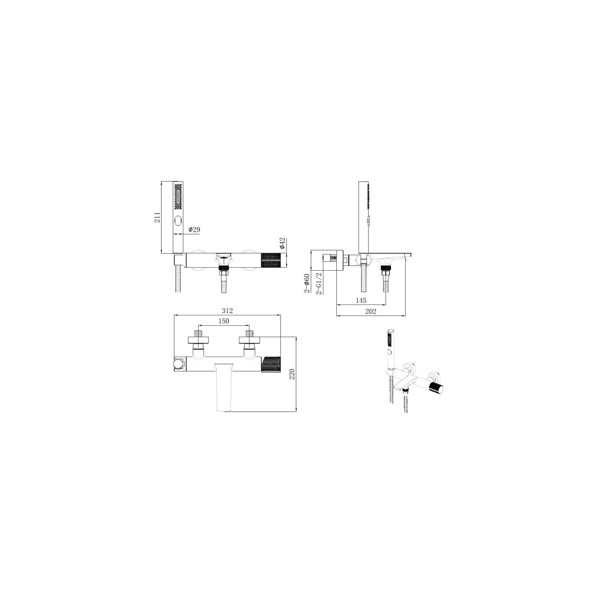 Смеситель для ванны Allen Brau (Аллен Брау) Liberty 5.33006-31, черный матовый