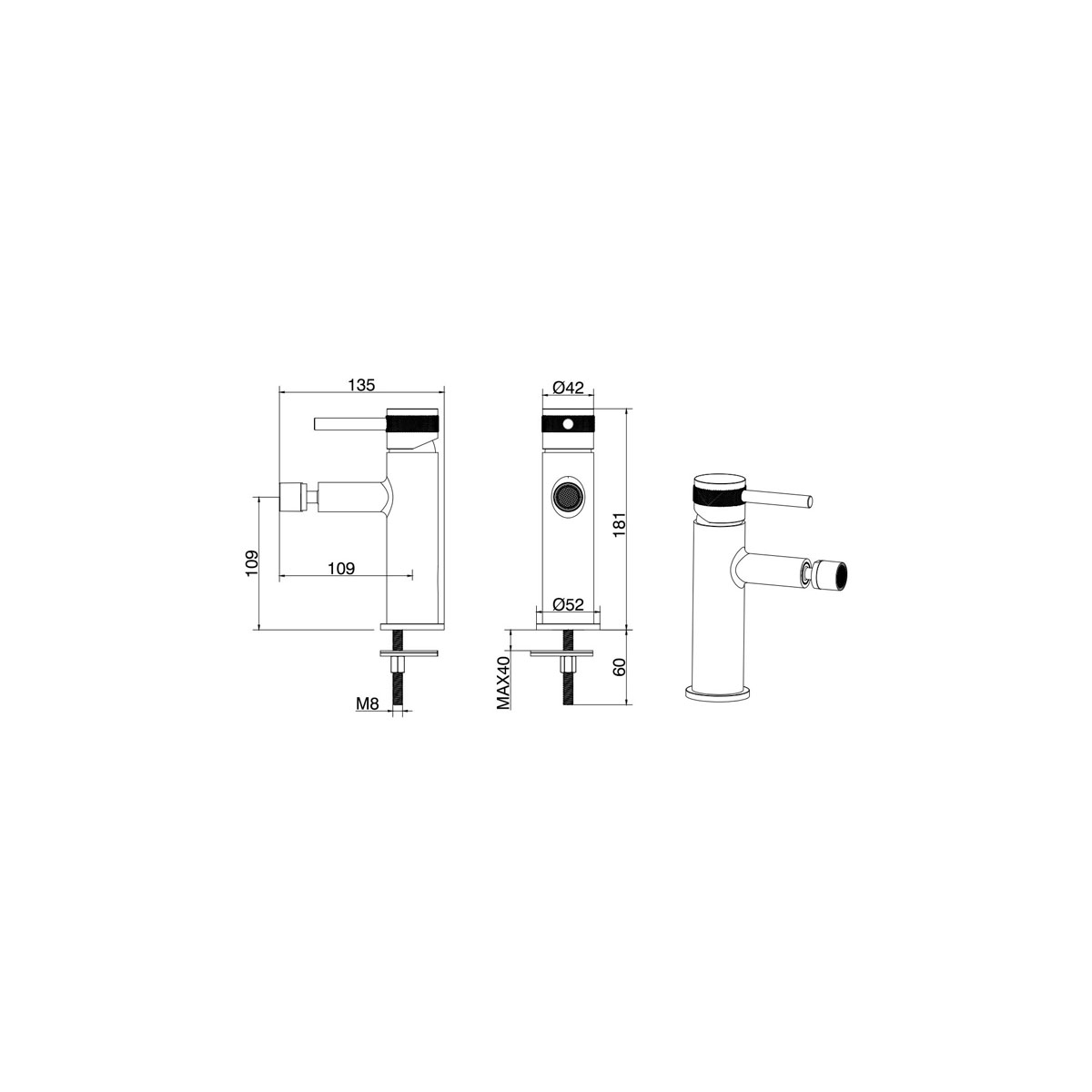 Смеситель для биде Allen Brau (Аллен Брау) Priority 5.31004-BN, брашированный никель