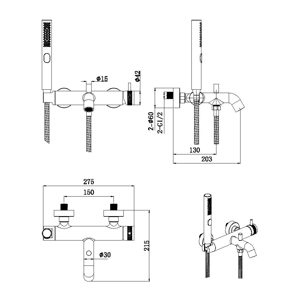 Смеситель для ванны Allen Brau (Аллен Брау) Priority 5.31D10-BN, брашированный никель