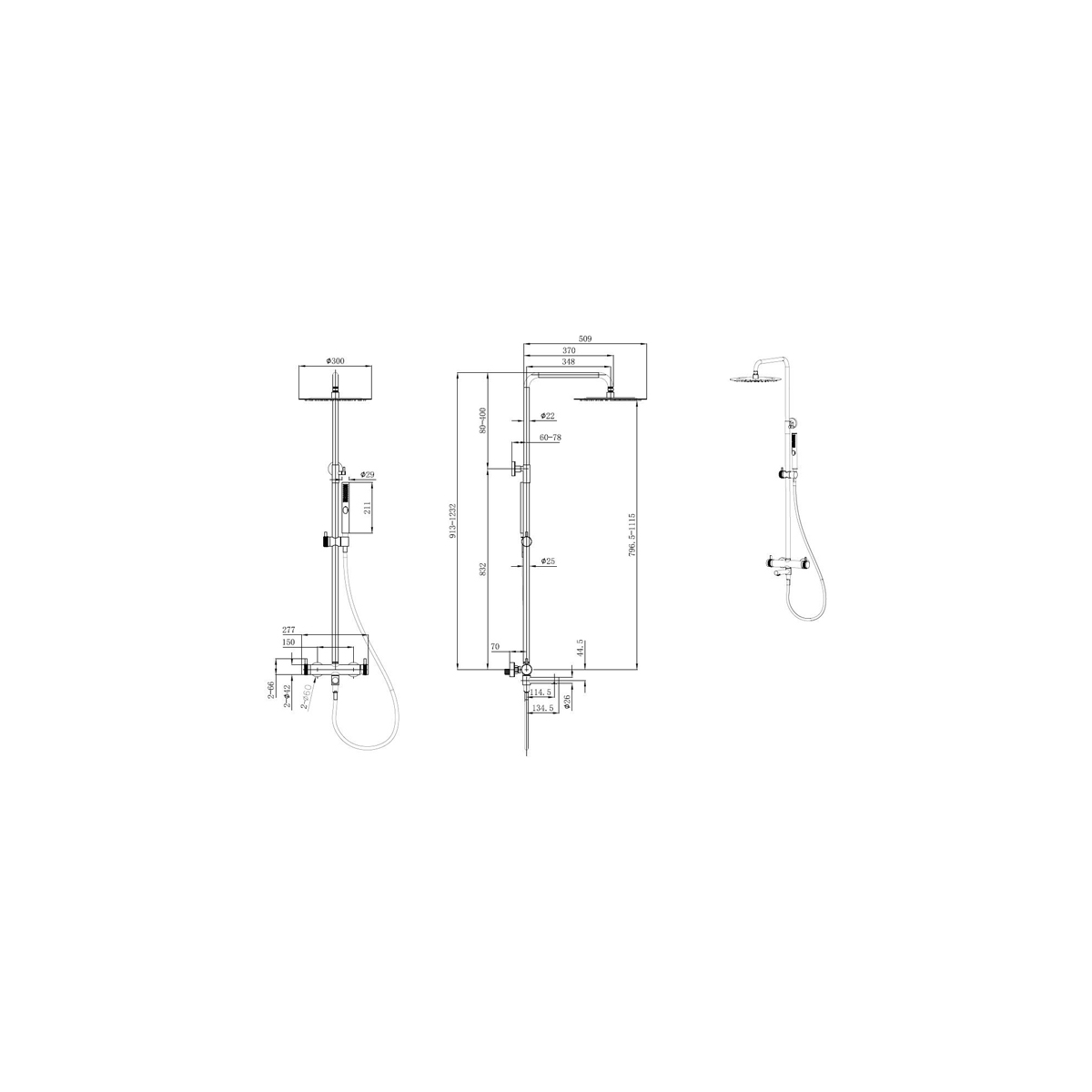 Душевая стойка Allen Brau (Аллен Брау) Priority 5.31A10-MG с изливом, графит брашированный