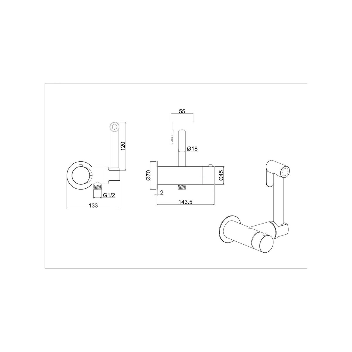 Гигиенический душ Allen Brau (Аллен Брау) 5.60001-00 со смесителем, с внутренней частью, хром