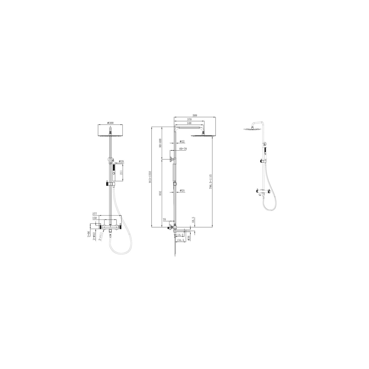 Душевая стойка Allen Brau (Аллен Брау) Priority 5.31A10-00 с изливом, хром