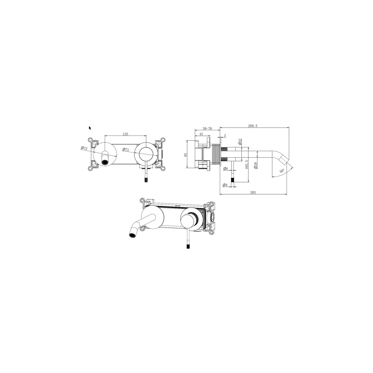 Встраиваемый смеситель для раковины Allen Brau (Аллен Брау) Priority 5.31C03-00 с внутренней частью, хром