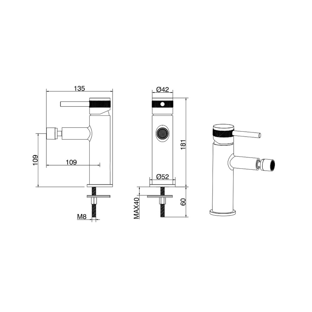 Смеситель для биде Allen Brau (Аллен Брау) Priority 5.31004-31, черный матовый