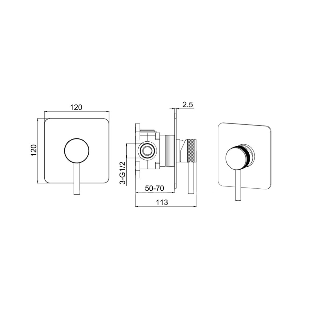 Смеситель для душа Allen Brau (Аллен Брау) Priority 5.31012-31 с внутренней частью, черный матовый