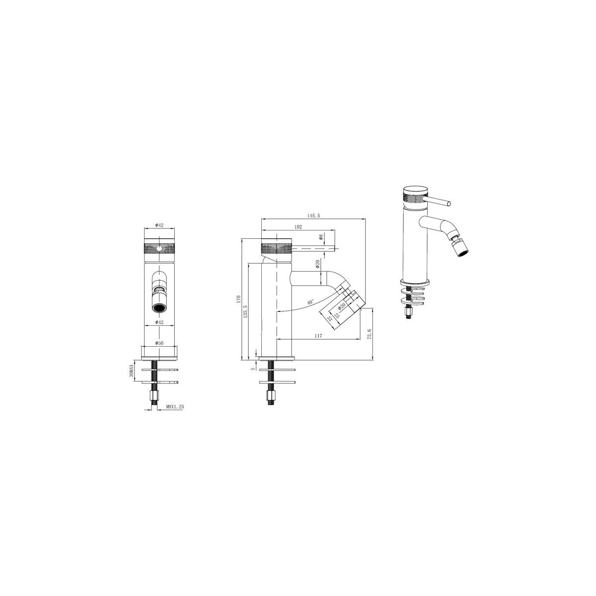 Смеситель для биде Allen Brau (Аллен Брау) Priority 5.31A04-31 черный матовый