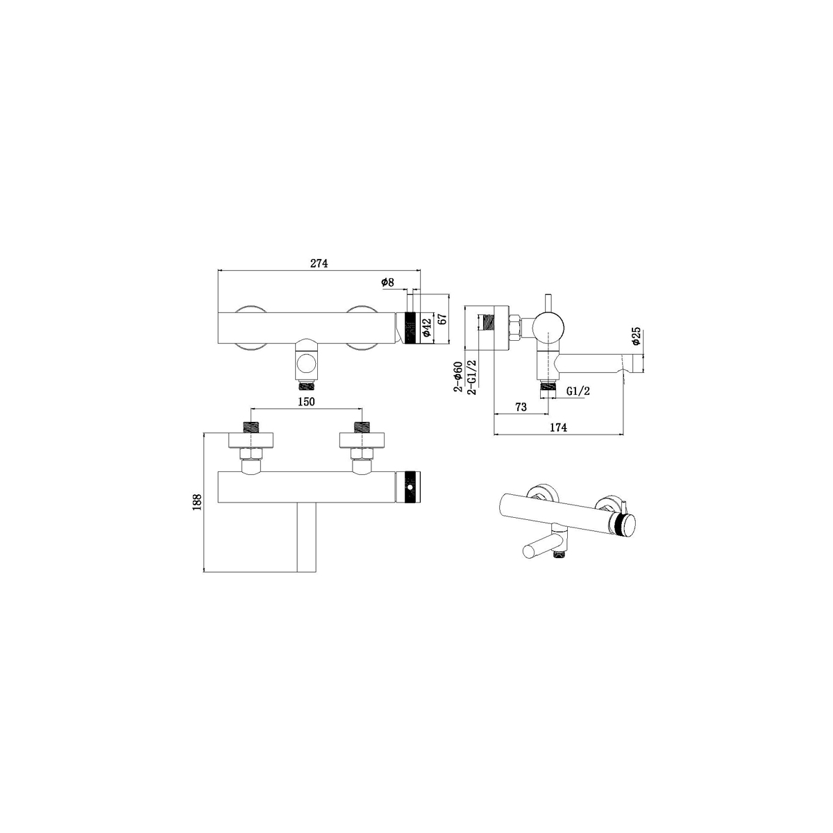 Смеситель для ванны Allen Brau (Аллен Брау) Priority 5.31B10-31, черный матовый