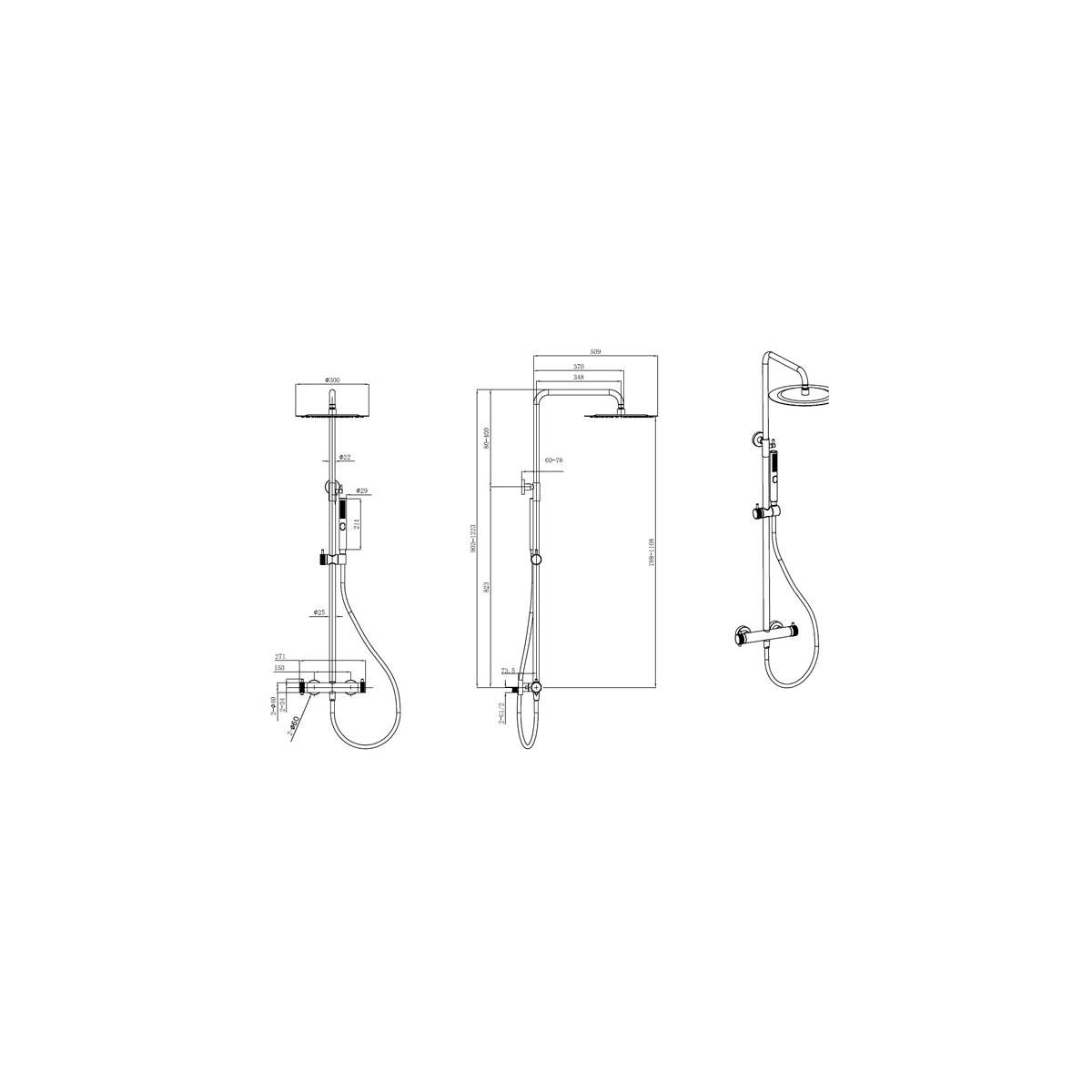 Душевая стойка Allen Brau (Аллен Брау) Fantasy 5.11001-00 со смесителем и термостатом, хром