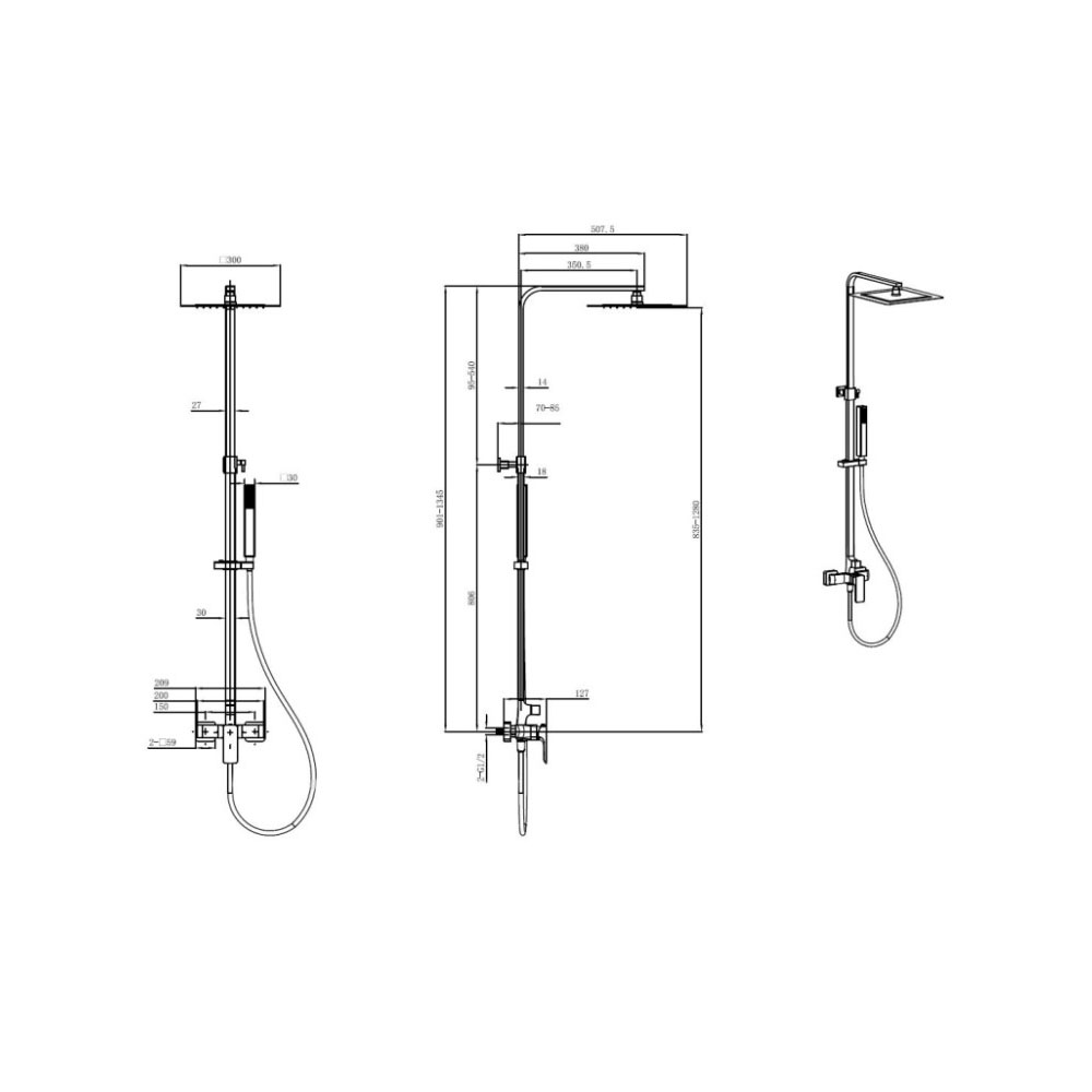 Душевая стойка Allen Brau (Аллен Брау) Infinity 5.21012-31 со смесителем, черный матовый