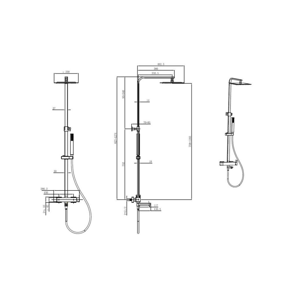 Душевая стойка Allen Brau (Аллен Брау) Infinity 5.21029-31 со смесителем, черный матовый
