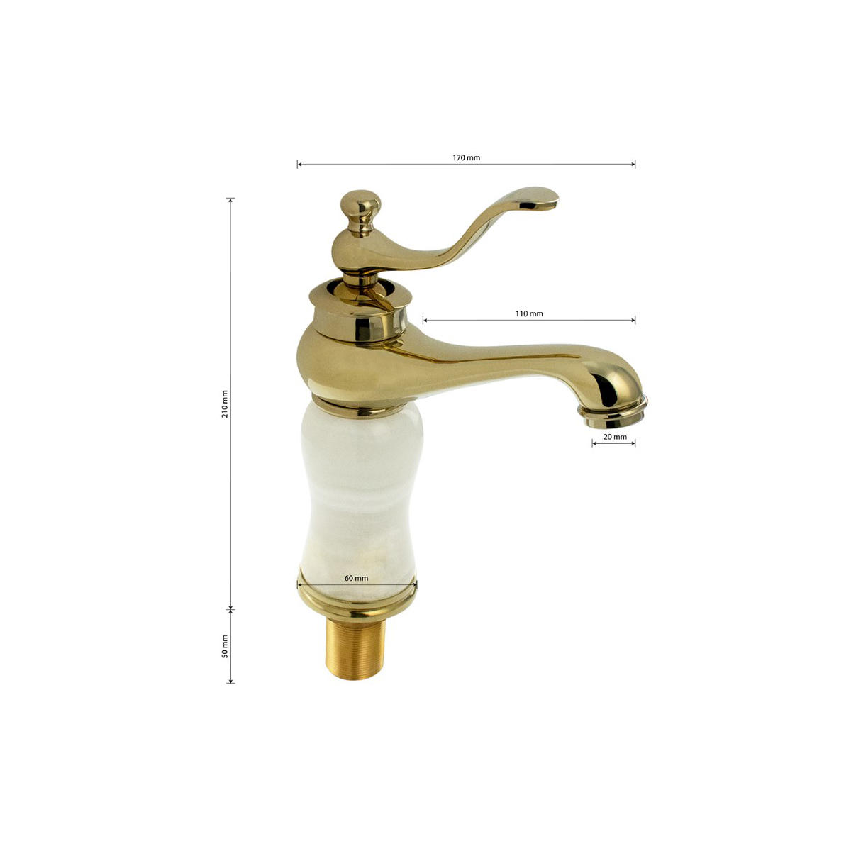 Смеситель для раковины Brimix (Бримикс) 164, золото,мрамор