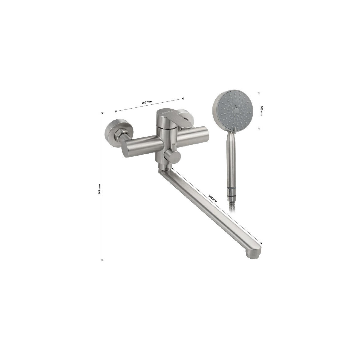 Смеситель для ванны Brimix (Бримикс) 9329 с дивертором на корпусе, сатин