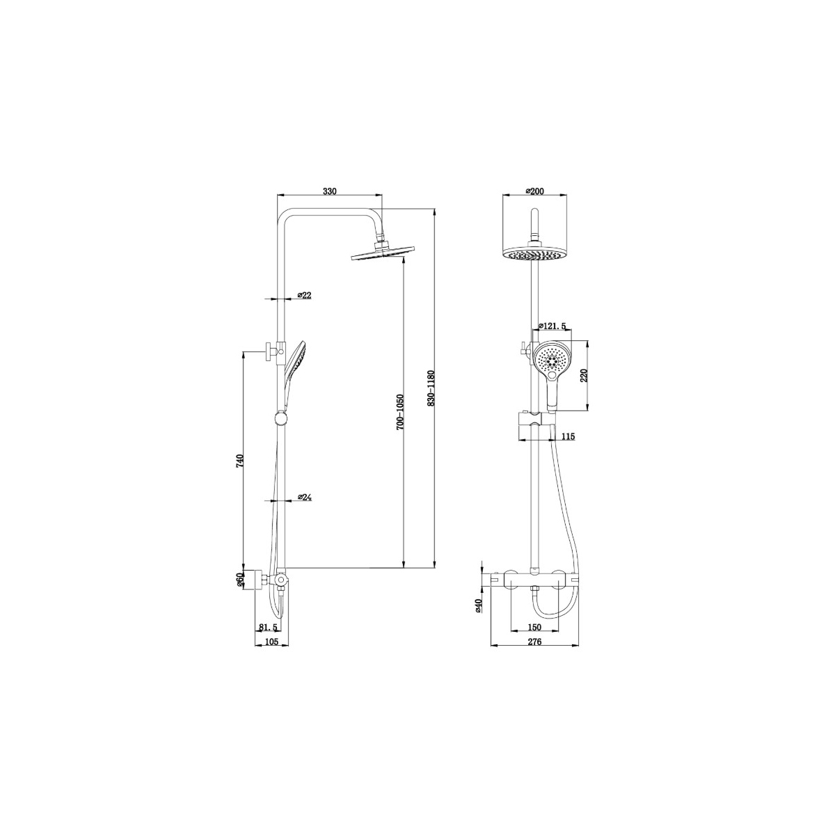 Душевая стойка Brimix (Бримикс) 3098 с термостатом, хром
