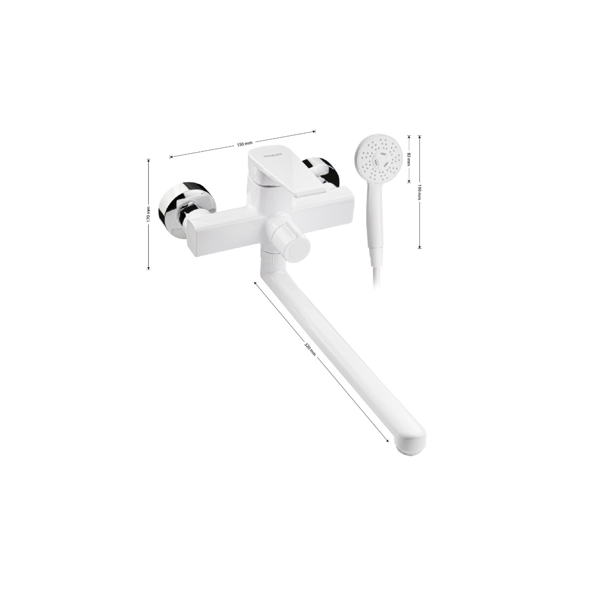 Смеситель для ванны Brimix (Бримикс) 5565 шаровый, белый