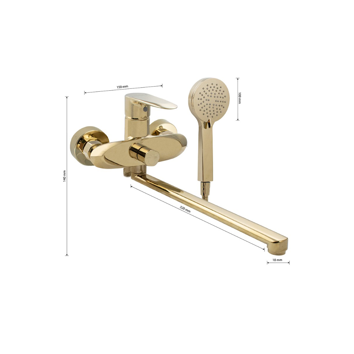Смеситель для ванны Magnus (Магнус) -9370, золото