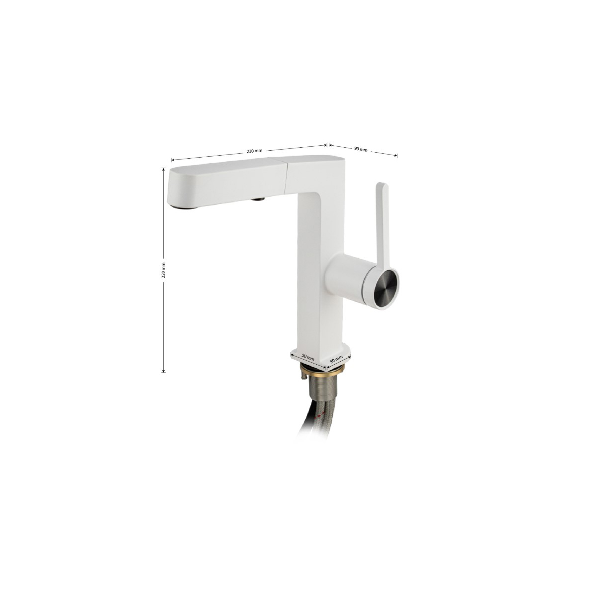 Смеситель для кухни Magnus (Магнус) 8233 выдвижной, белый