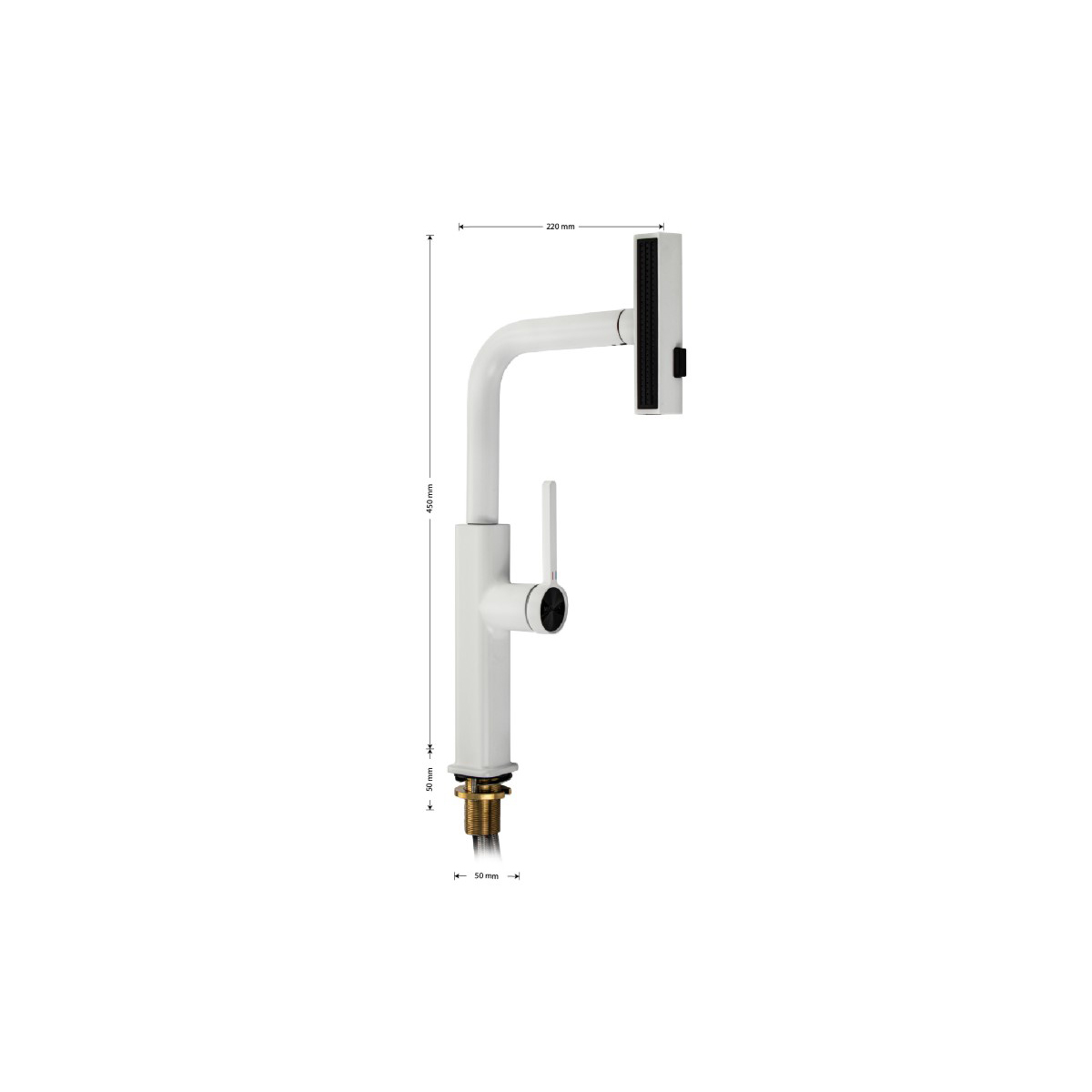 Смеситель для кухни Magnus (Магнус) 8263 выдвижной, белый