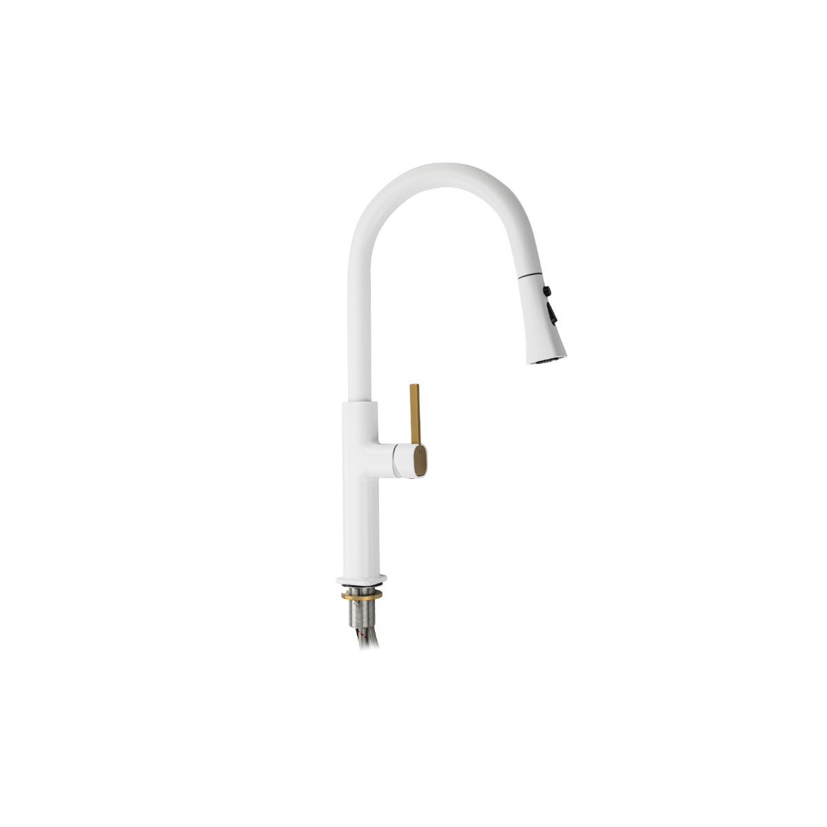 Смеситель для кухни Magnus (Магнус) 8238 выдвижной, белый