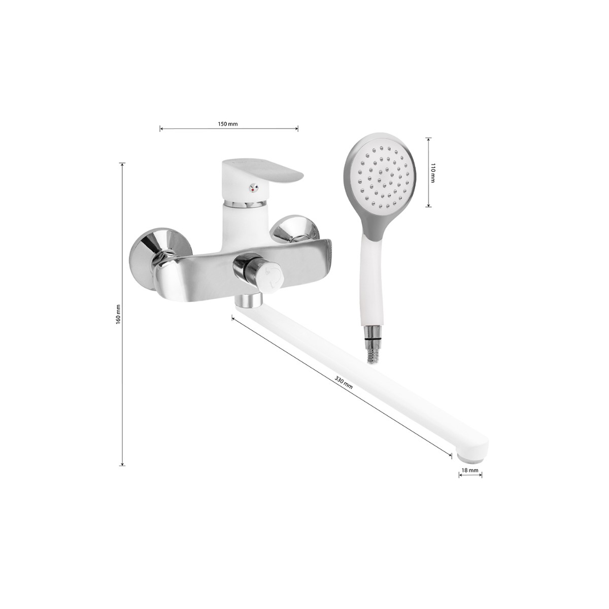 Смеситель для ванны Gfmark 5270, белый,хром