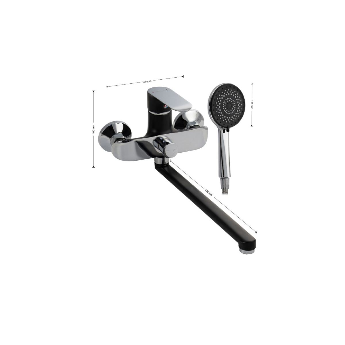 Смеситель для ванны Gfmark 5570, черный,хром