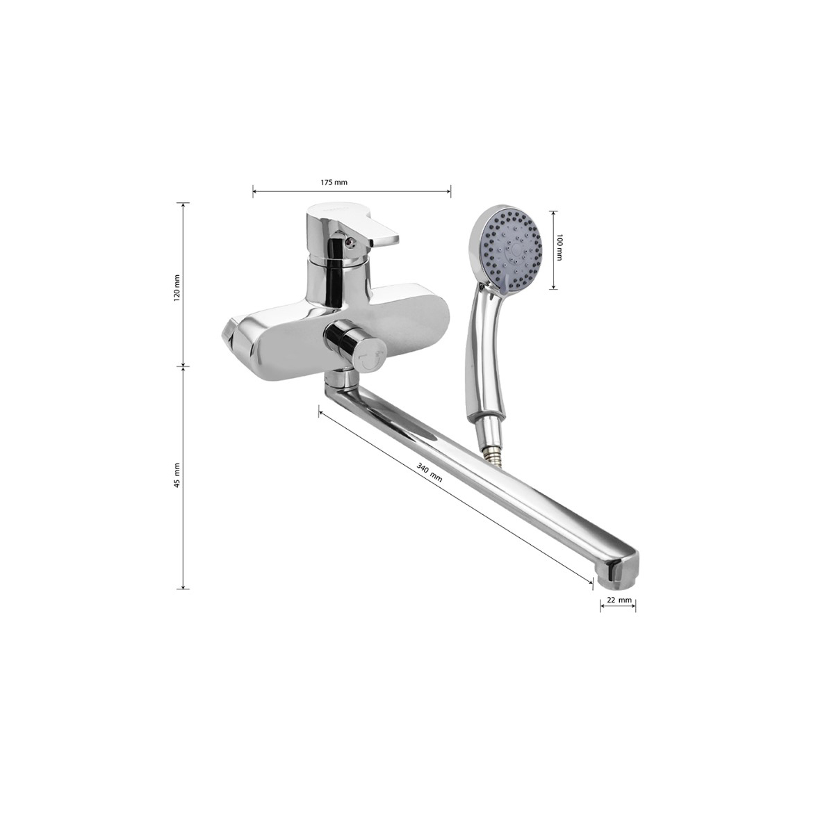 Смеситель для ванны Bianco (Бьянко) 385016, хром