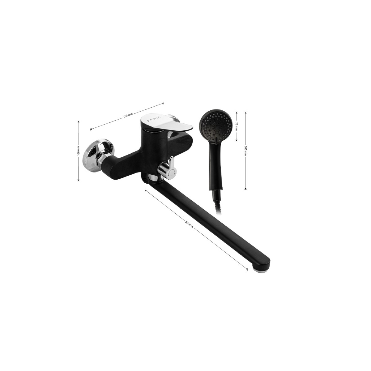 Смеситель для ванны Fabia (Фабия) 9672, черный