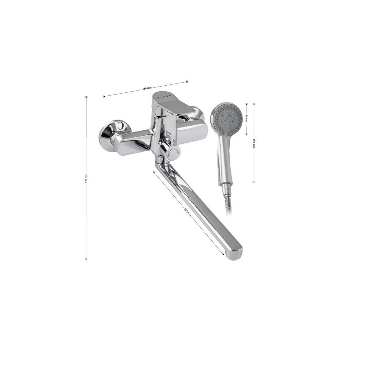 Смеситель для ванны Fabia (Фабия) 9680, хром