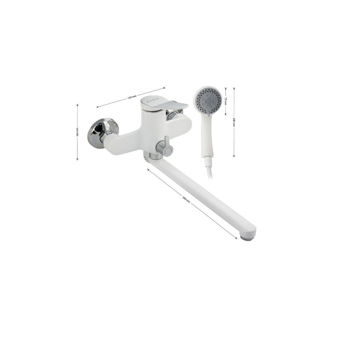 Смеситель для ванны Fabia (Фабия) 9671, белый