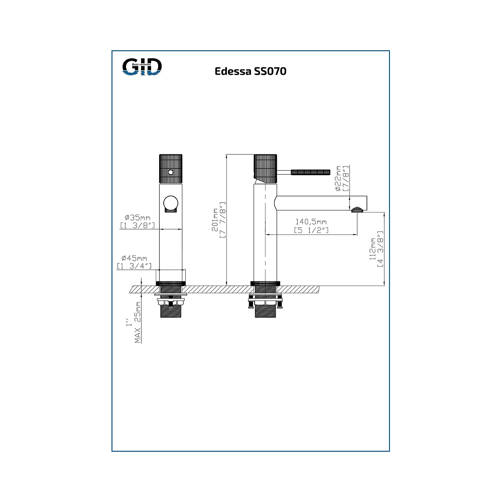 Смеситель для раковины Gid EdessaSS070-CH-K, хром