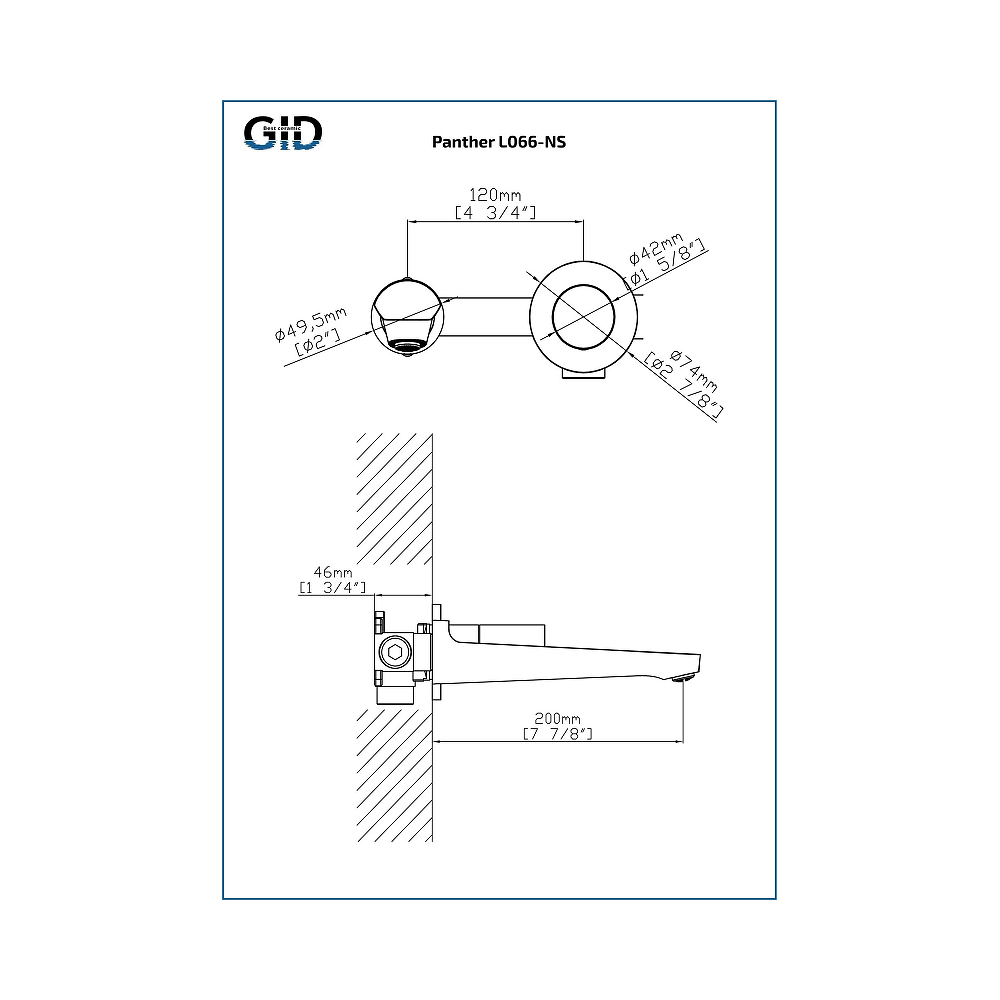 Смеситель настенный Gid Panther L066-CH-NS, хром