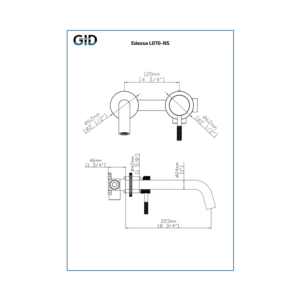 Смеситель настенный Gid EdessaSS070-CH-NS, хром