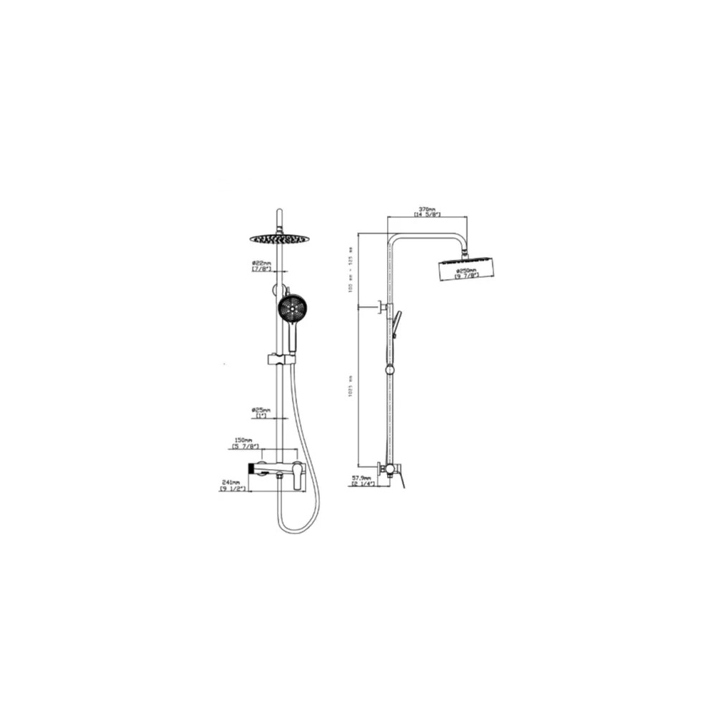 Душевая система наружного монтаж Gid EdessaL070-BM-ND3, черный матовый